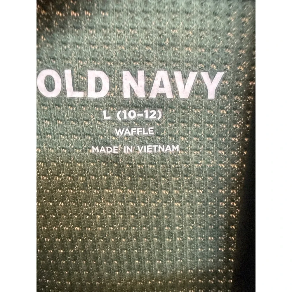 Old‎ Navy Kids Green Waffle Knit Long Sleeve Thermal Shirt Size L 10-12